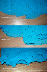 Different circle skirt hemming techniques